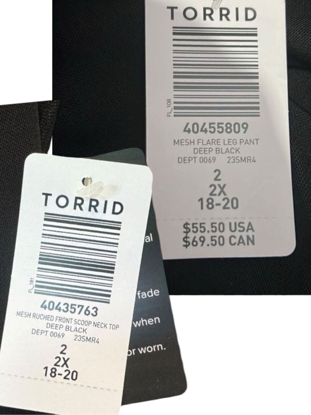Torrid Festi Black Mesh Stretch Ruched Top Flare Pants Matching Set Plus Size 2 - Picture 12 of 12